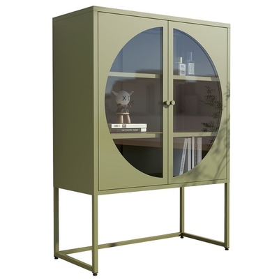 Armário de metal para móveis domésticos modernos com 2 portas de vidro
