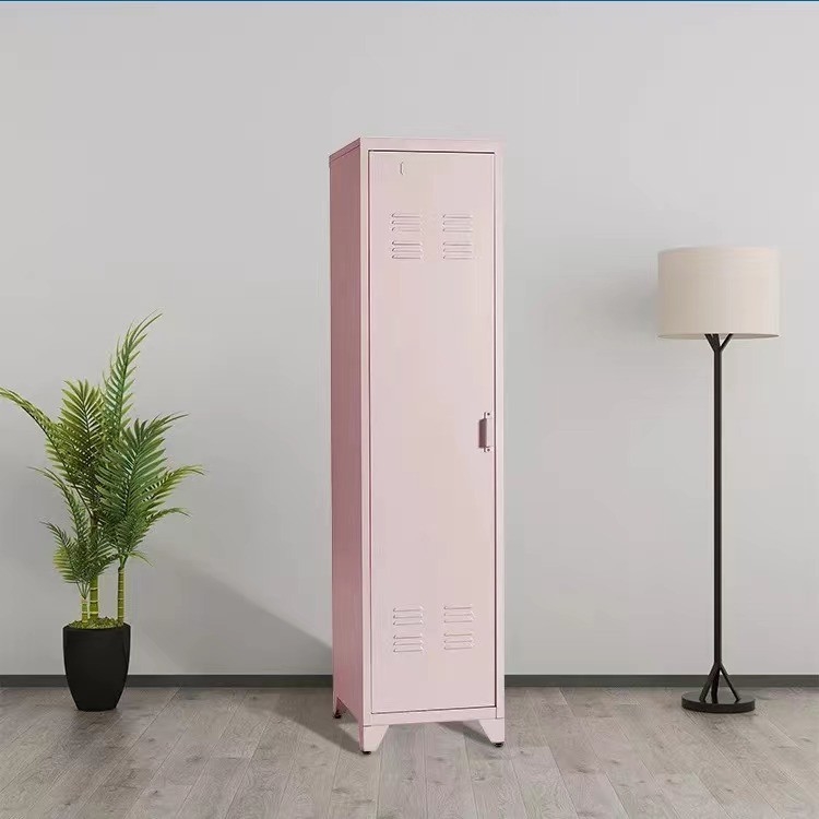 O vertical ereto de aço dos pés do cacifo de armazenamento do quarto do rosa veste o cacifo de armazenamento